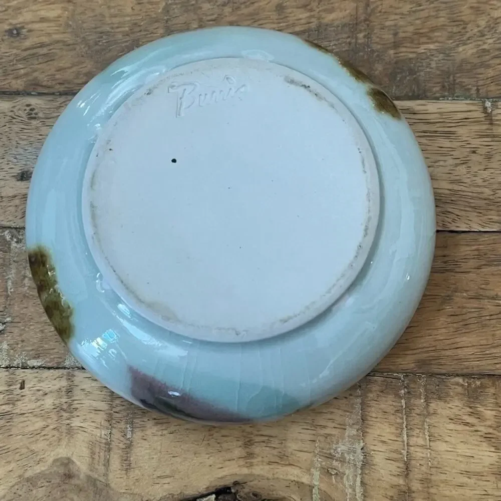Glenn Burris Ceramic Pottery Round Flat Vase Flower Frog 5